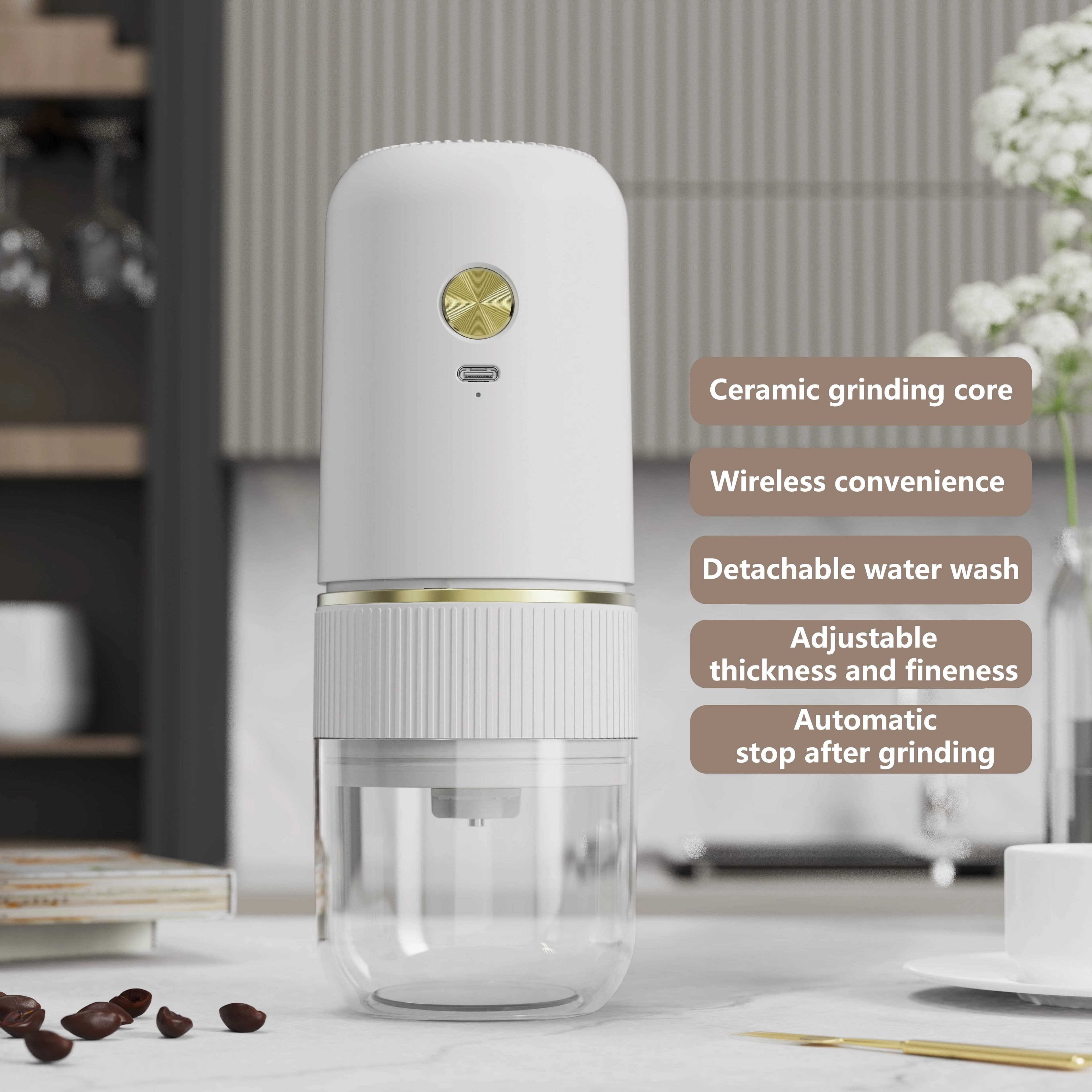 Electric Ceramic Coffee Bean Grinder