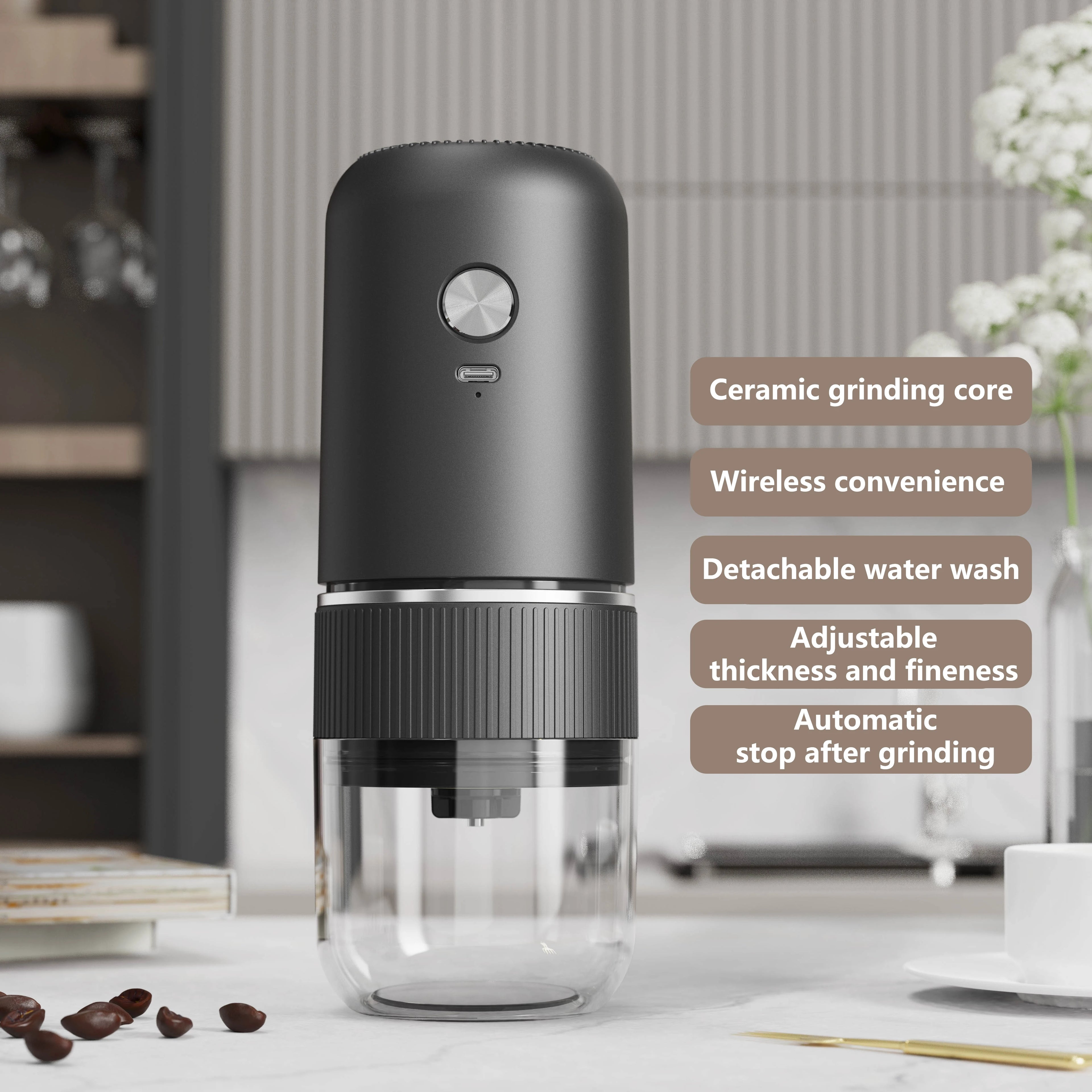 Electric Ceramic Coffee Bean Grinder